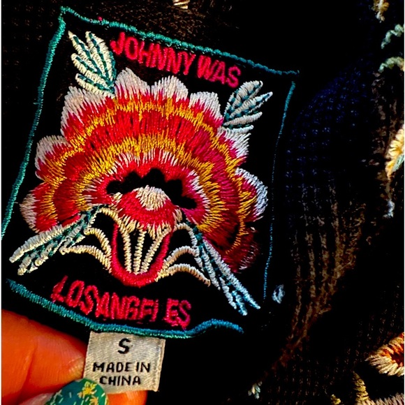 Johnny Was Embroidered Floral Bohemian Reverse Stitch Pullover Hoodie size S - Picture 12 of 13